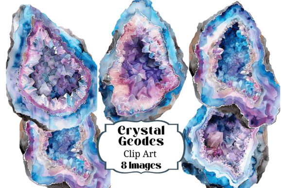 Awesome Geodes Purple Blue Clip Art