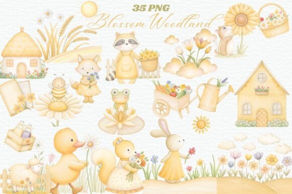 Cozy Spring Farm Cottagecore Animals PNG: Your Go-To Design Resource for Heartfelt, Nature-Inspired Projects