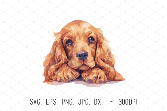 Cute Cocker Spaniel Sublimation Clipart for Creative Projects