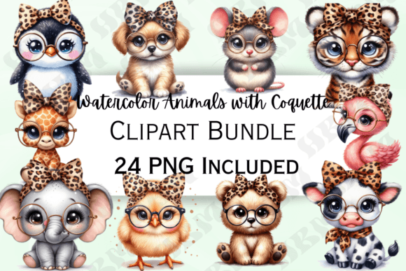 Cute Watercolor Coquette Animals Clipart: A Playful Fusion of Style and Artistry