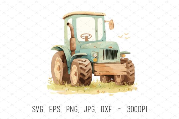 Cute Watercolor Nursery Tractor Clipart: A Versatile Design Resource for Creative Projects