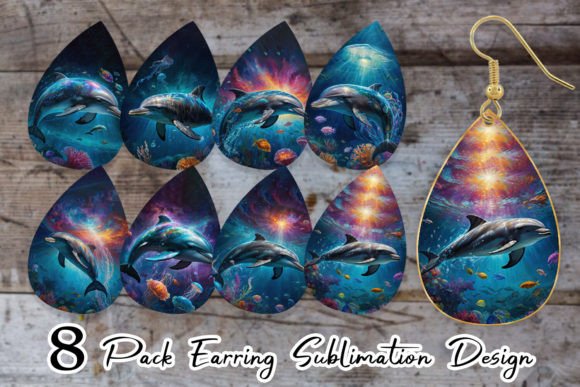 Elegant Earring Underwater Dolphin Designs for Sublimation Crafting