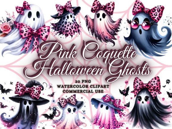 Pink Halloween Ghost Clipart for Creative Design Projects