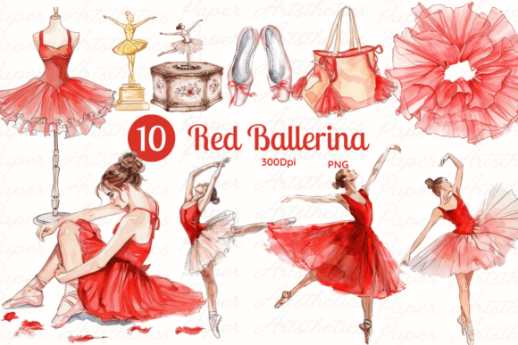 Red Ballerina Clipart for Creative Crafting