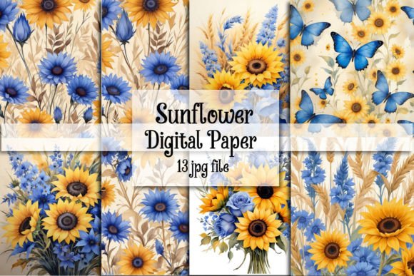 Sunflower Digital Paper Backgrounds for Creative Projects