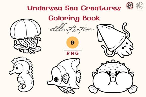 Undersea Sea Creatures Coloring 9 PNG