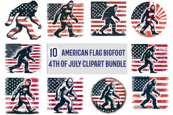 USA Flag Bigfoot 4th of July PNG Clipart – Patriotic Fun for Creative Projects