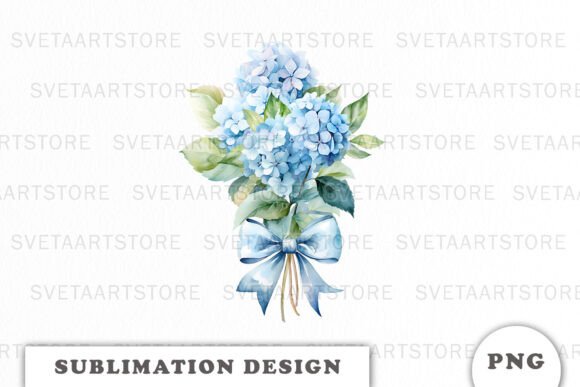 Watercolor Blue Hydrangea Bouquet PNG: A Versatile Design Resource for Creatives and Entrepreneurs