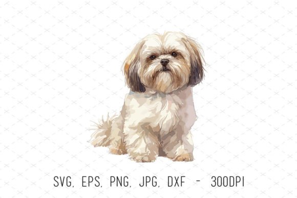 Watercolor Shih Tzu Dog Vector Clipart: A Versatile Design Asset for Creative Projects