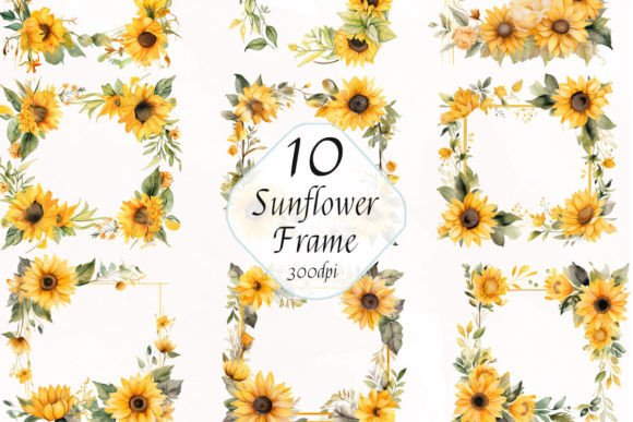 Watercolor Sunflower Frame Clipart PNG: A Versatile Design Asset