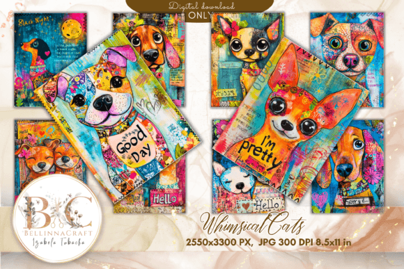 Whimsical Dogs Colorful Background Images for Creative Crafting